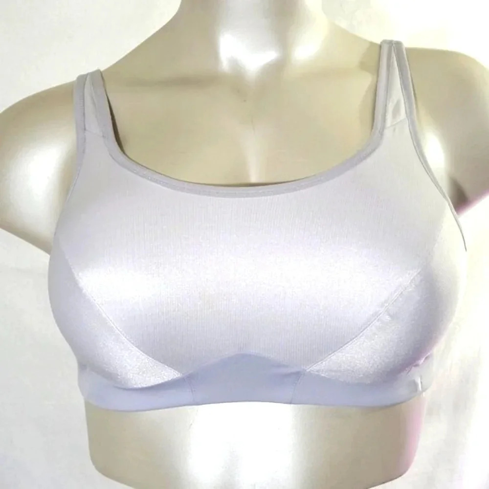 48C Goddess 5056 GD5056WHE Wire Free Sports Bra Silver & White